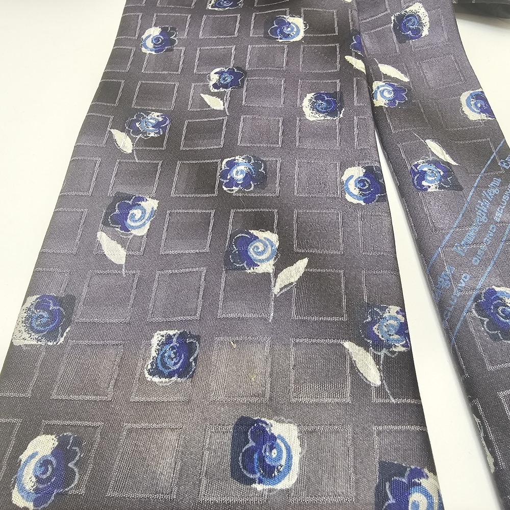 Ermenegildo Zegna Disegno Esclusivo Silk Tie Gray Blue Floral‎ Geometric Italy - Picture 6 of 6